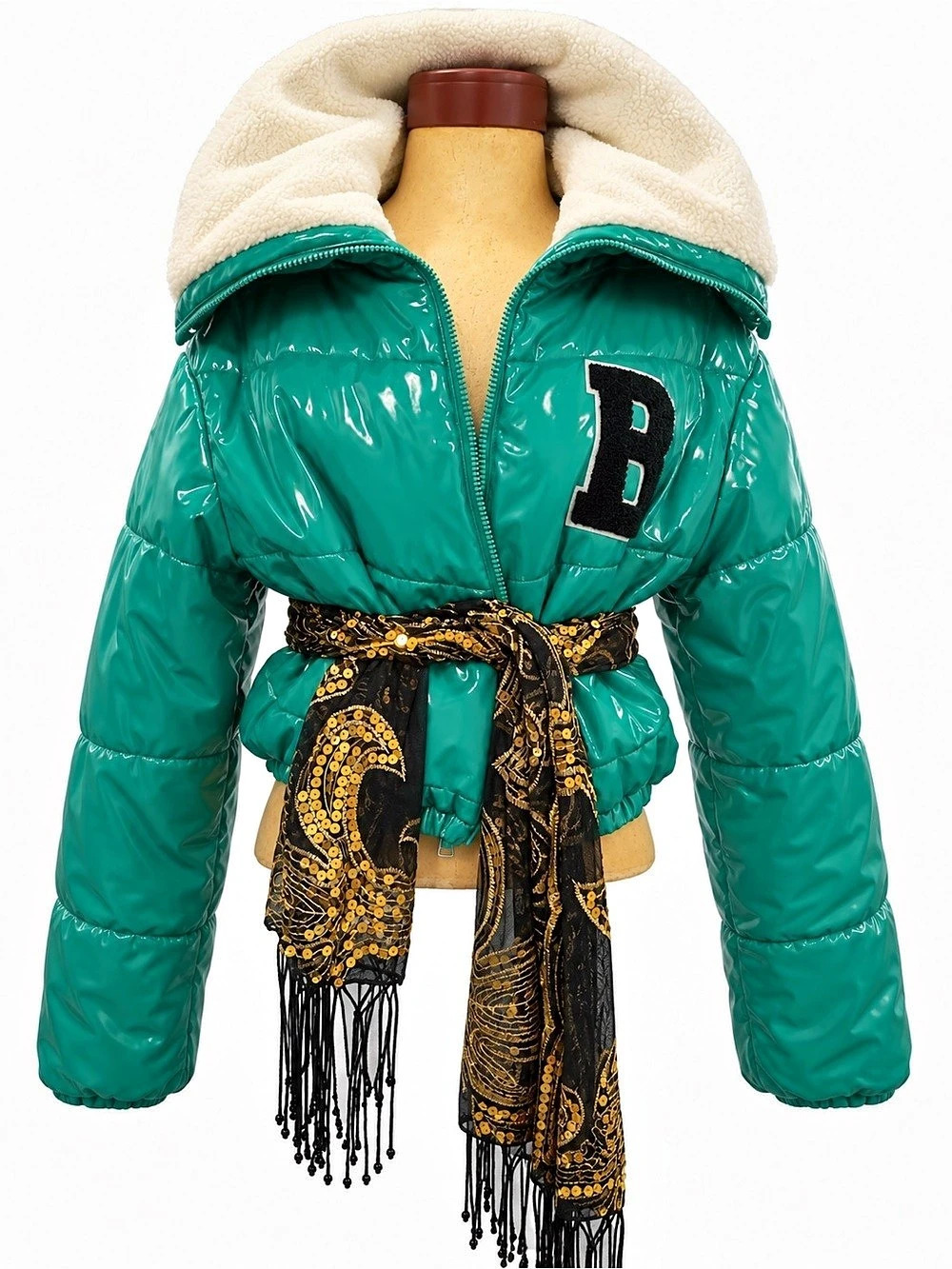 Green Puffer Jacket Like New
